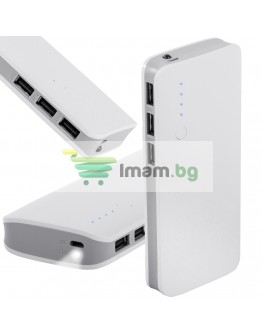 Външна батерия 10000mah с 3 USB, LED фенерче